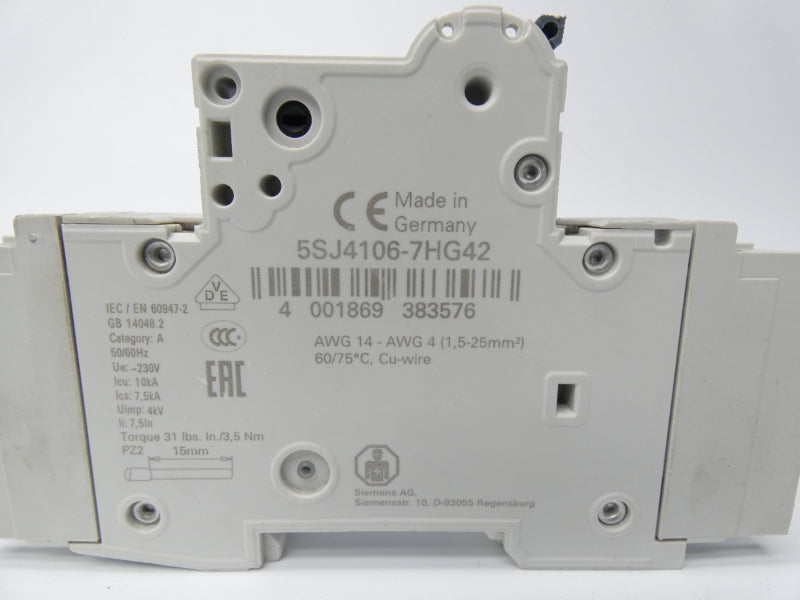 SIEMENS 5SJ4106-7HG42 230V 6A NSNP