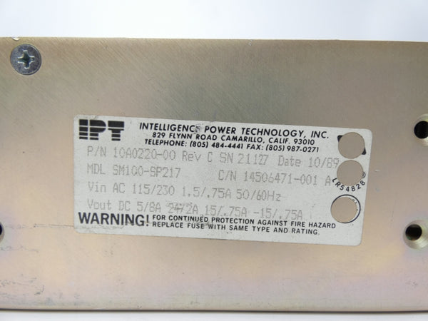 INTELLIGENCE 14506471-001 SM100-SP217 REV. C 115/230VDC 1.5/.75A UNMP