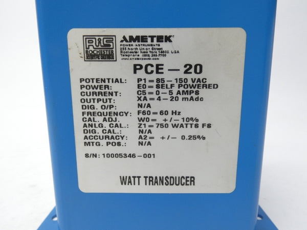 RIS PCE-20-P1-E0-C5-XA-F60-W0-Z1-A2 85-150VAC 0-5A NSNP