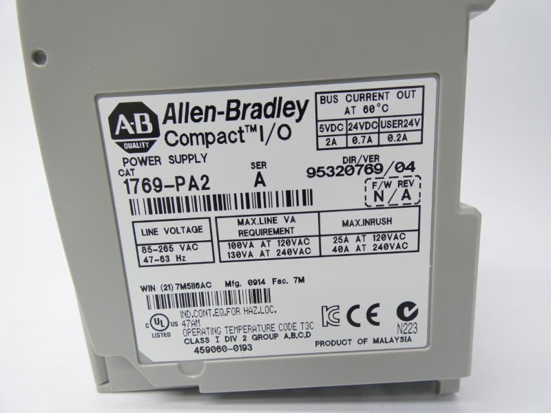 ALLEN BRADLEY 1769-PA2 SER. A 85-265VAC NSMP