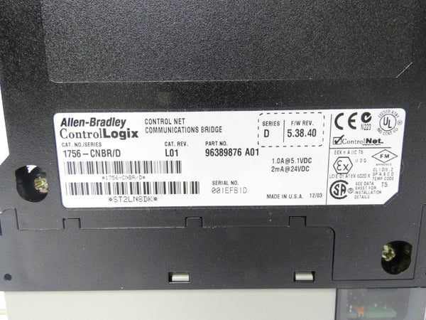 ALLEN BRADLEY 1756-CNBR SER. D F/W 5.38.40 24VDC NSMP