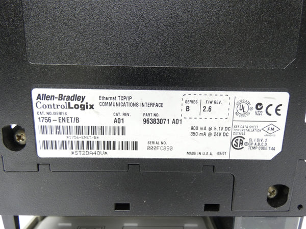 ALLEN BRADLEY 1756-ENET SER. B REV. A01 F/W 2.6 24VDC NSNP