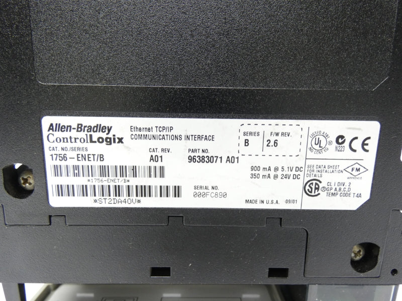 ALLEN BRADLEY 1756-ENET SER. B REV. A01 F/W 2.6 24VDC NSNP