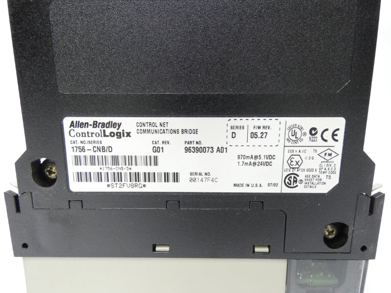 ALLEN BRADLEY 1756-CNB SER. D REV. G01 F/W 5.27 24VDC NSNP