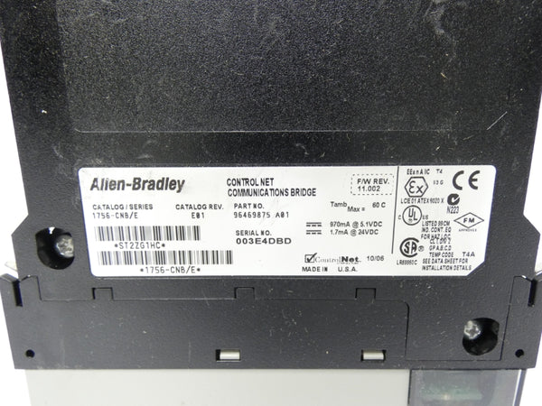 ALLEN BRADLEY 1756-CNB SER. E REV. E01 F/W 11.002 24VDC UNMP