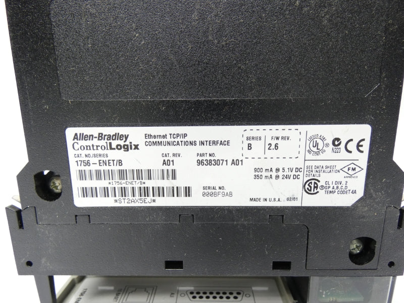 ALLEN BRADLEY 1756-ENET SER. B REV. A01 F/W 2.6 24VDC UNMP