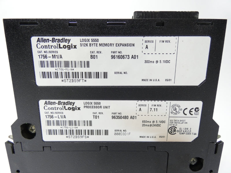 ALLEN BRADLEY 1756-L1 SER. A REV. T01 F/W 7.11 24VDC (NO KEY) UNMP