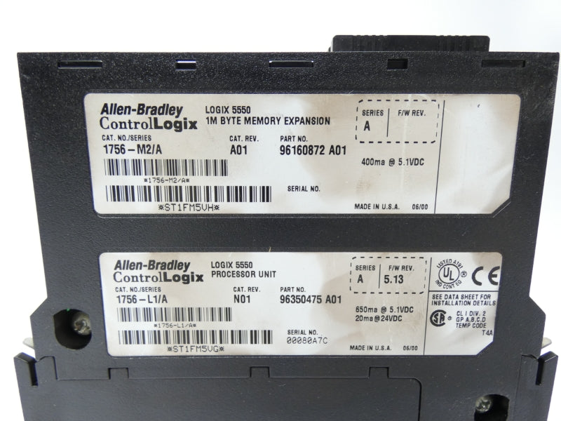 ALLEN BRADLEY 1756-L1 SER. A REV. N01 F/W 5.13 24VDC (NO KEY) UNMP