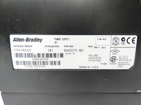 ALLEN BRADLEY 1756-PA72 SER. C REV. C01 120/240VAC 10A (AS PICTURED) UNMP