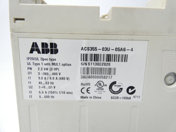 ABB ACS355-03U-05A6-4 380/480V 9.6/8A (AS PICTURED) UNMP