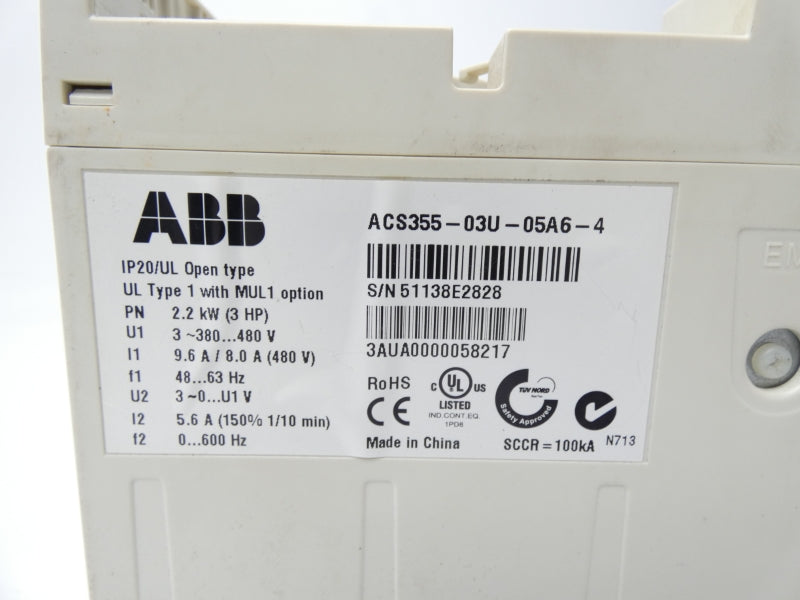 ABB ACS355-03U-05A6-4 380/480V 9.6/8A (AS PICTURED) UNMP