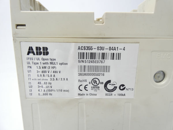 ABB ACS355-03U-04A1-4 400/480V 6.9/5.8A (AS PICTURED) UNMP