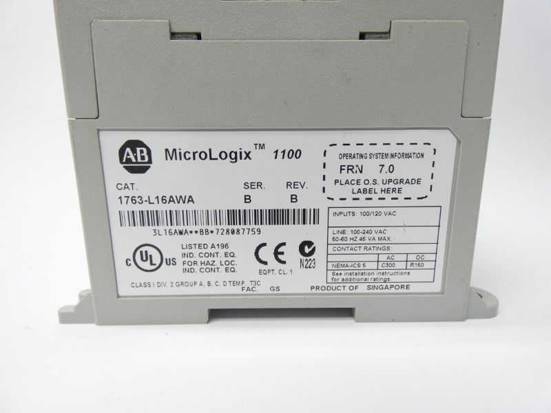 ALLEN BRADLEY 1763-L16AWA SER. B REV. B F/W 7.0 100/120VAC UNMP