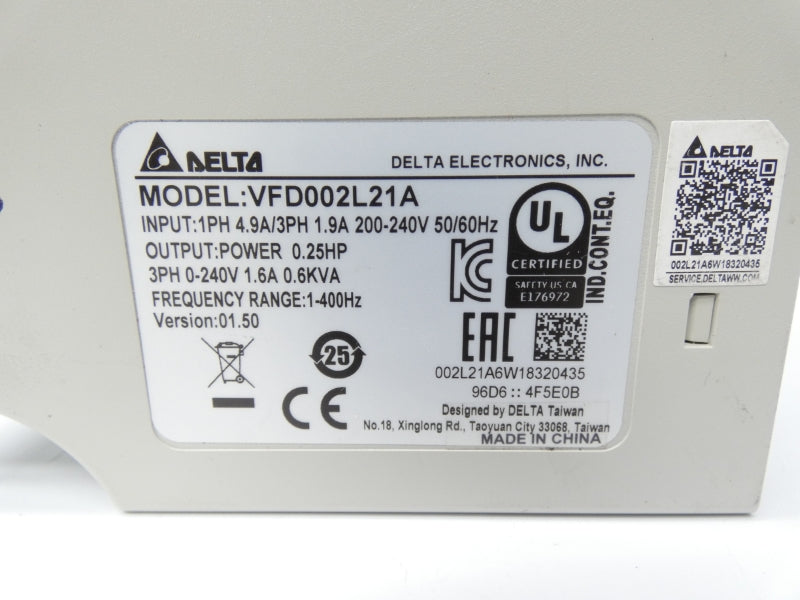 DELTA VFD002L21A 200-240V 4.9A UNMP