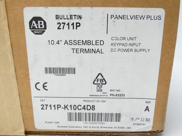 ALLEN BRADLEY 2711P-K10C4D8 SER. A 24VDC NSMP