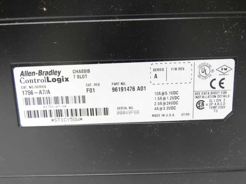 ALLEN BRADLEY 1756-A7 SER. A REV. F01 24VDC 10A NSMP
