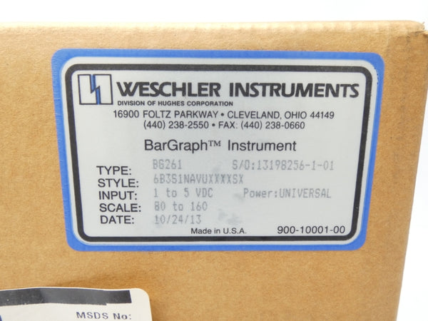 WESCHLER INTRUMENTS 6B3S1NAVUXXXXSX BG261 1-5VDC NSFS