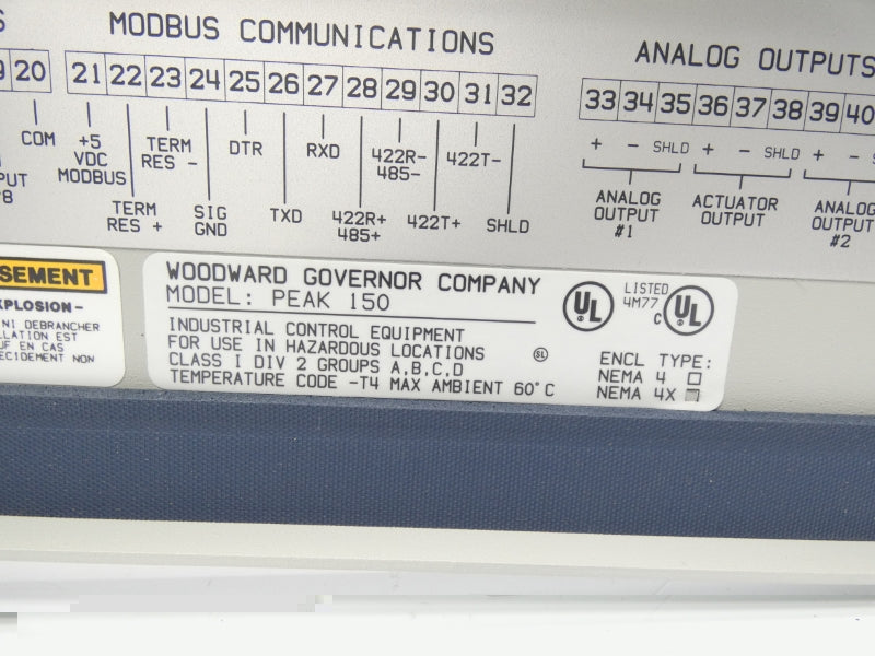 WOODWARD GOVERNOR COMPANY PEAK150 9905-867 REV. J NSNP