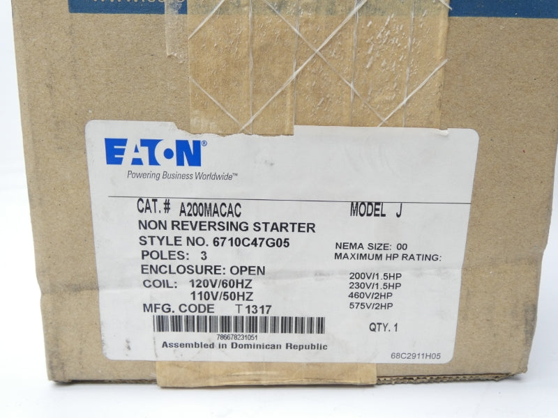 EATON A200MACAC 6710C47G05 110/120V NSMP