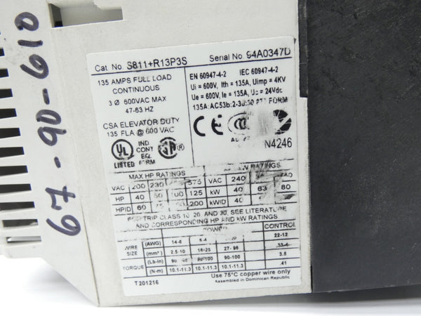 EATON S811+R13P3S 600VAC 135A (AS PICTURED) NSNP