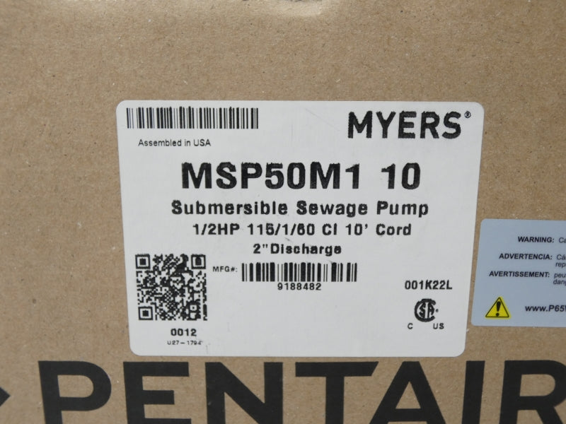 PENTAIR MSP50M110 115V 12.0A NSFS