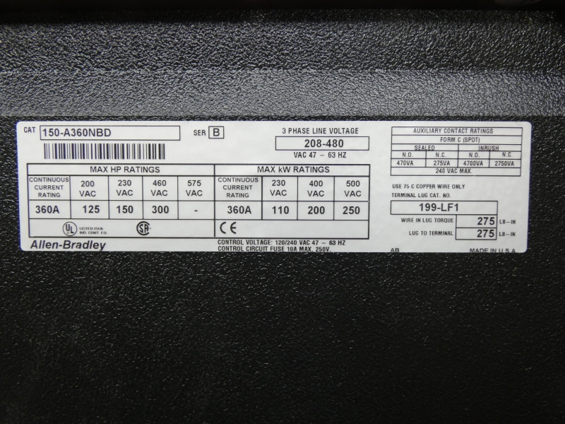 ALLEN BRADLEY 150-A360NBD SER. B 208-480V 360A NSMP