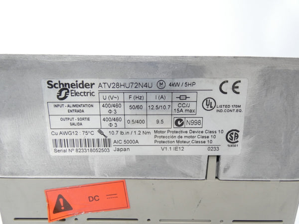 TELEMECANIQUE ATV28HU72N4U 400/460V 12.5/10.7A UNMP