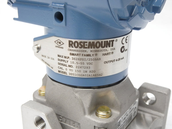 ROSEMOUNT 3051CD2A02A1AE5H2 10.5-55VDC 3626PSI NSMP