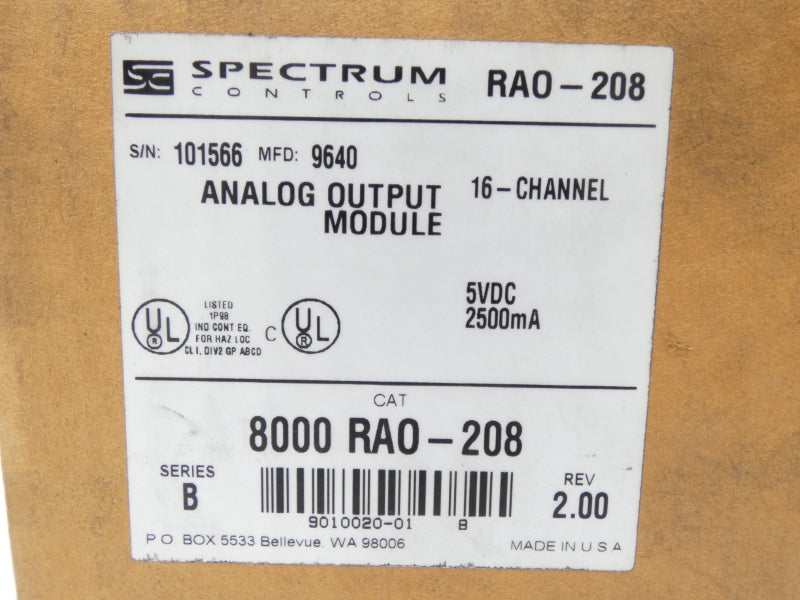 SPECTRUM CONTROLS 8000RAO-208 SER. B REV. 2.00 5VDC NSMP