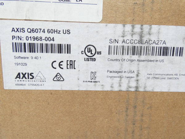 AXIS Q6074 01968-004 50-57VDC 0.31-0.3A NSMP