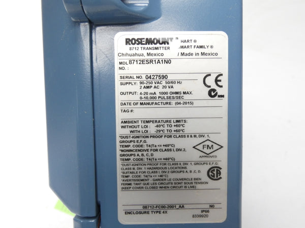 ROSEMOUNT 8712ESR1A1N0 90-250VDC 2A NSMP