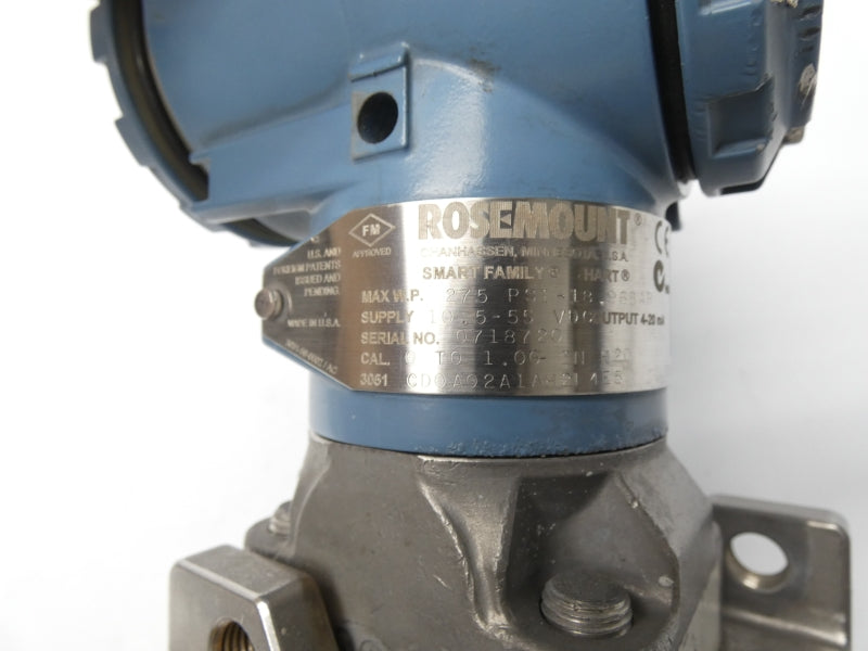 ROSEMOUNT 3051CD0A02A1AH2L4E5 10.5-55VDC, 275PSI (AS PICTURED) UNMP
