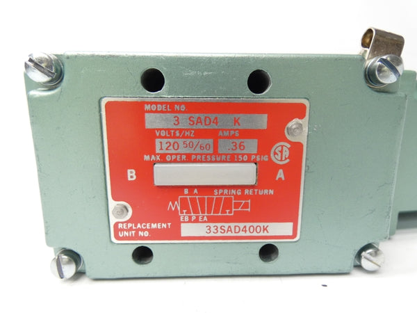 NUMATICS 3SAD4K 120V .36A 150PSI NSNP