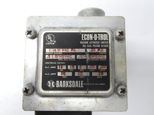 BARKSDALE E1HHVACP5 480V 20A 30PSI UNMP