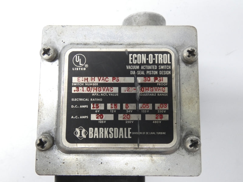 BARKSDALE E1HHVACP5 480V 20A 30PSI UNMP