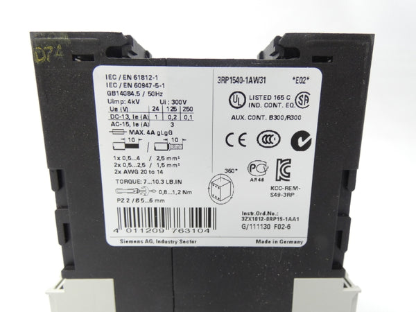 SIEMENS 3RP1540-1AW31 24-240VAC NSMP
