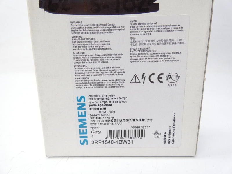 SIEMENS 3RP1540-1BW31 24-240VAC NSMP