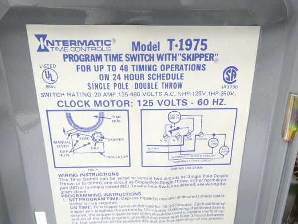 INTERMATIC T-1975-8 125-480VAC 20A NSMP
