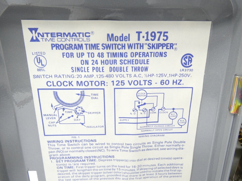 INTERMATIC T-1975-8 125-480VAC 20A NSMP