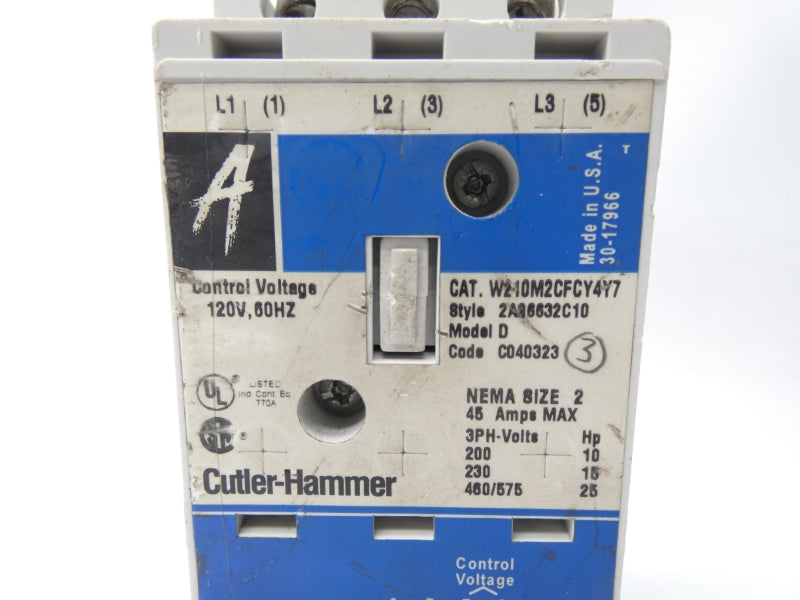 CUTLER HAMMER W210M2CFCY4Y7 2A96632C10 110/120V 45A UNMP