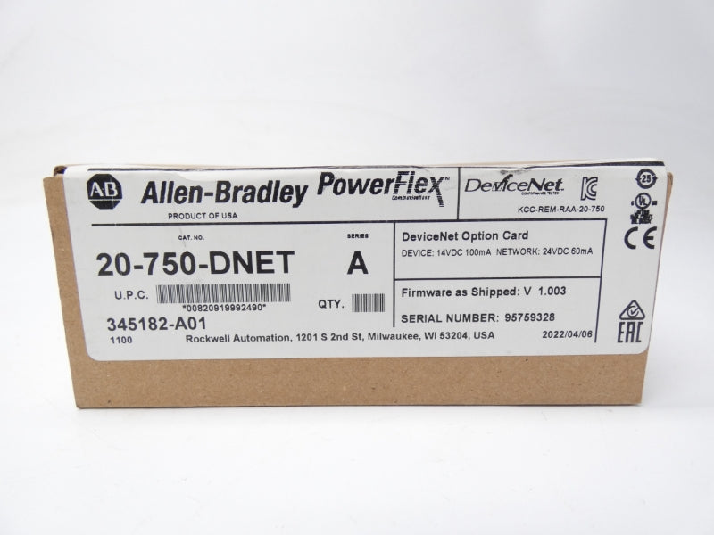 ALLEN BRADLEY 20-750-DNET SER. A F/W 1.003 24VDC DATE: 2022 NSFS