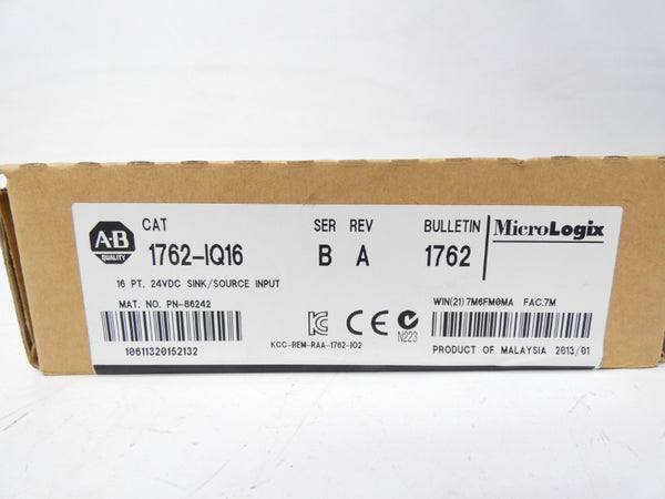 ALLEN BRADLEY 1762-IQ16 SER. B REV. A 24VDC DATE: 2013 NSFS