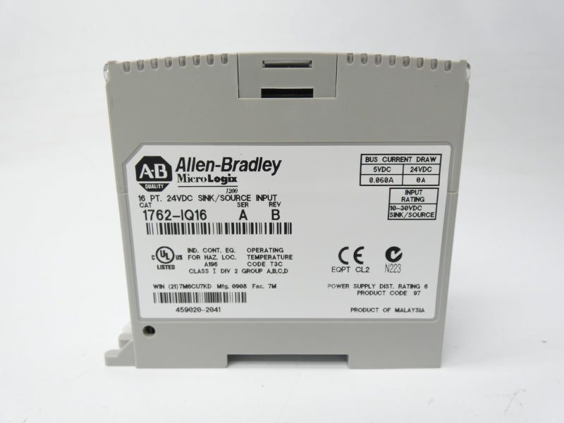 ALLEN BRADLEY 1762-IQ16 SER. A REV. B 24VDC 0.060A NSMP