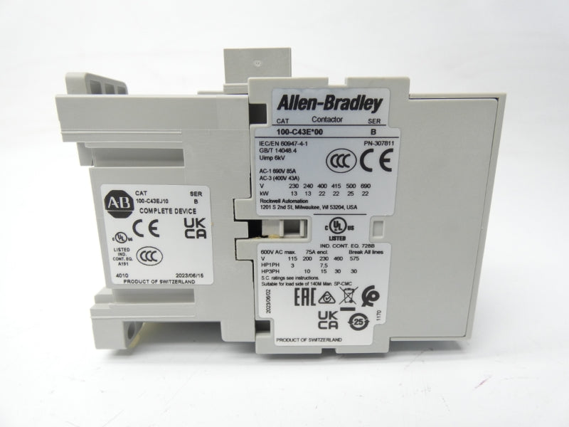 ALLEN BRADLEY 100-C43EJ10 SER. B 24VDC 85A (BR/WH) NSMP