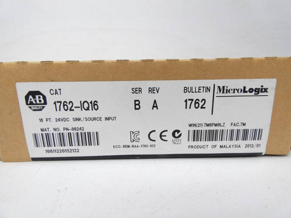 ALLEN BRADLEY 1762-IQ16 SER. B REV. A 24VDC DATE: 2013 NSFS