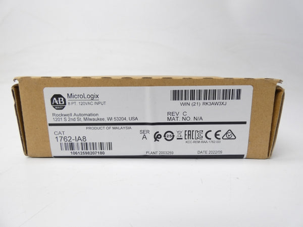 ALLEN BRADLEY 1762-IA8 SER. A REV. C 120VAC DATE: 2022 NSFS