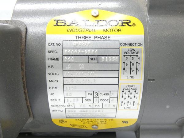 BALDOR CM3539 34A62-5884 208-230/460V 2.5-2.4/1.2A UNMP