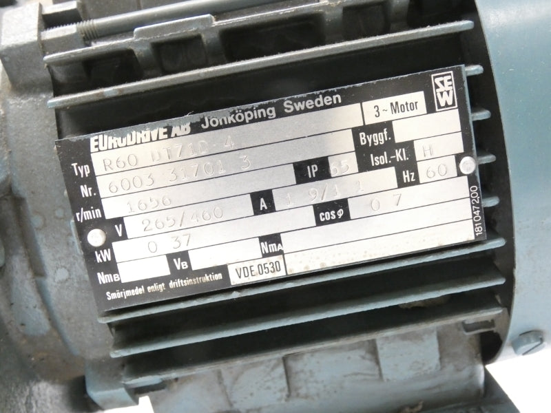 SEW EURODRIVE R60DT71D4 265/460V 1.9/1.1A NSNP