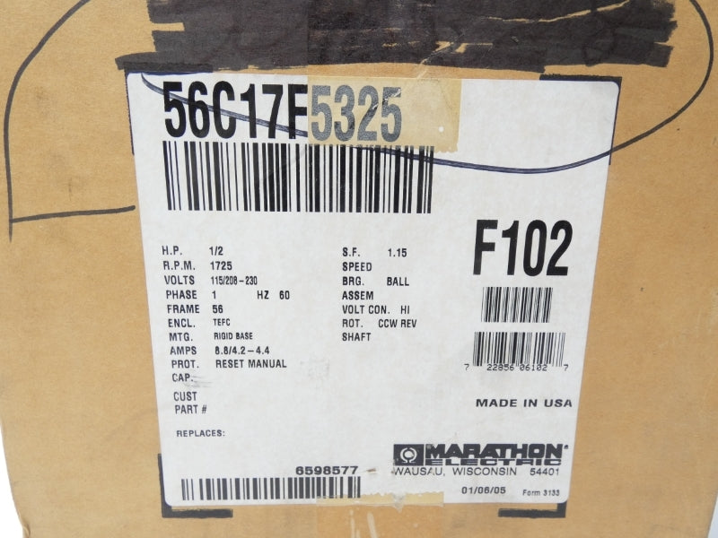 MARATHON ELECTRIC F102 CPA56C17F5325HP 115/230V NSMP
