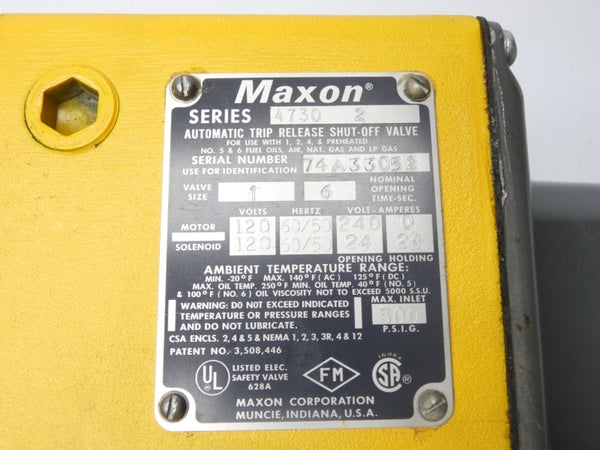 MAXON 47302 120/240V 0-24A 300PSI 1" NSMP